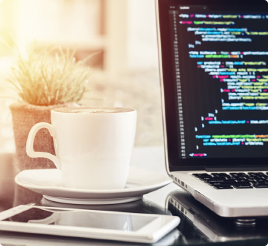 Aesthetics of laptop and coffee